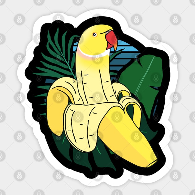 Banana Indian Ringneck - forest background Sticker by FandomizedRose